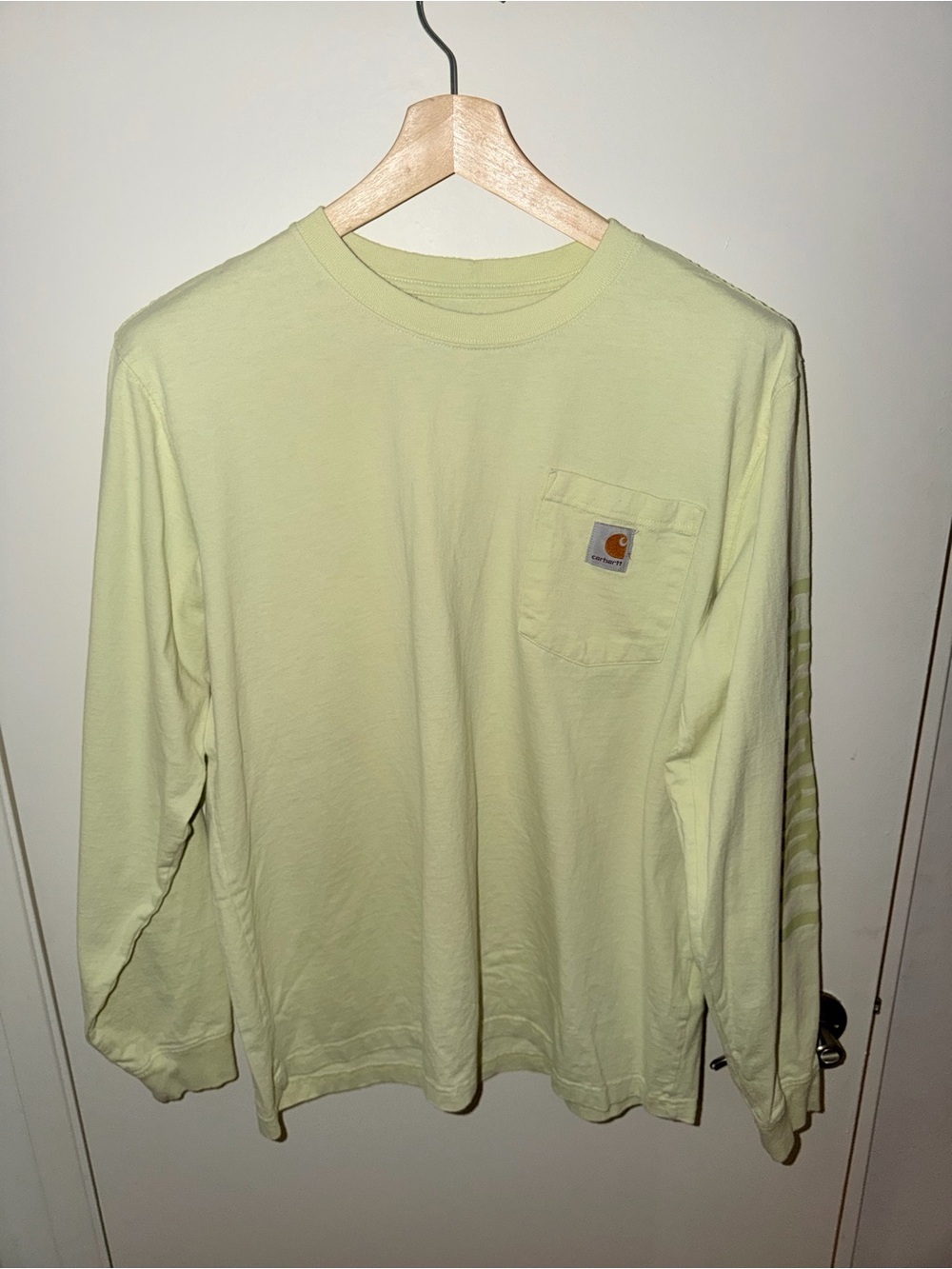 Title: Carhartt Relaxed Fit Long Sleeve Pocket Tee Dust Lemon L